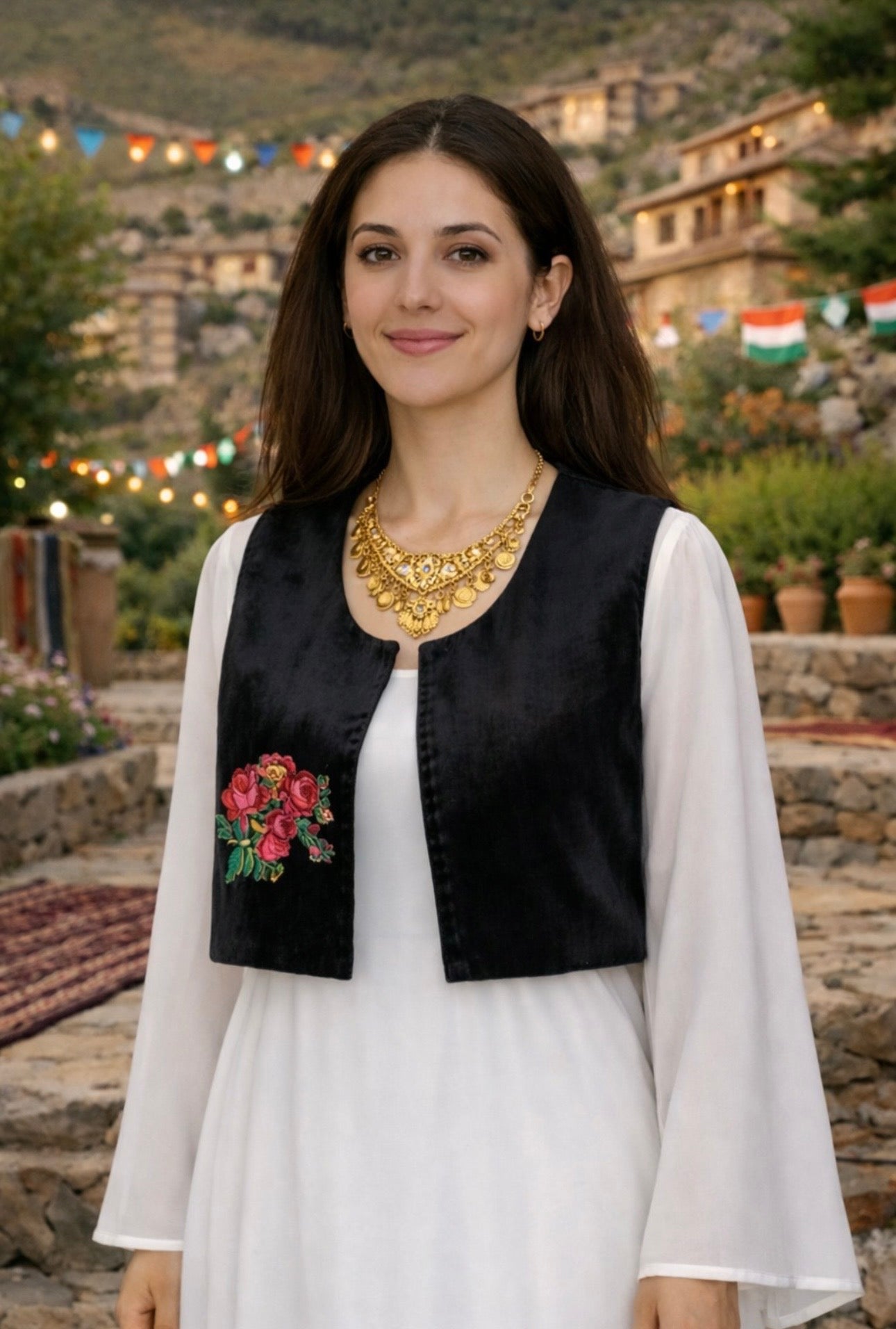 Traditional Kurdish clothing. Kurdish vest in Black with flower 