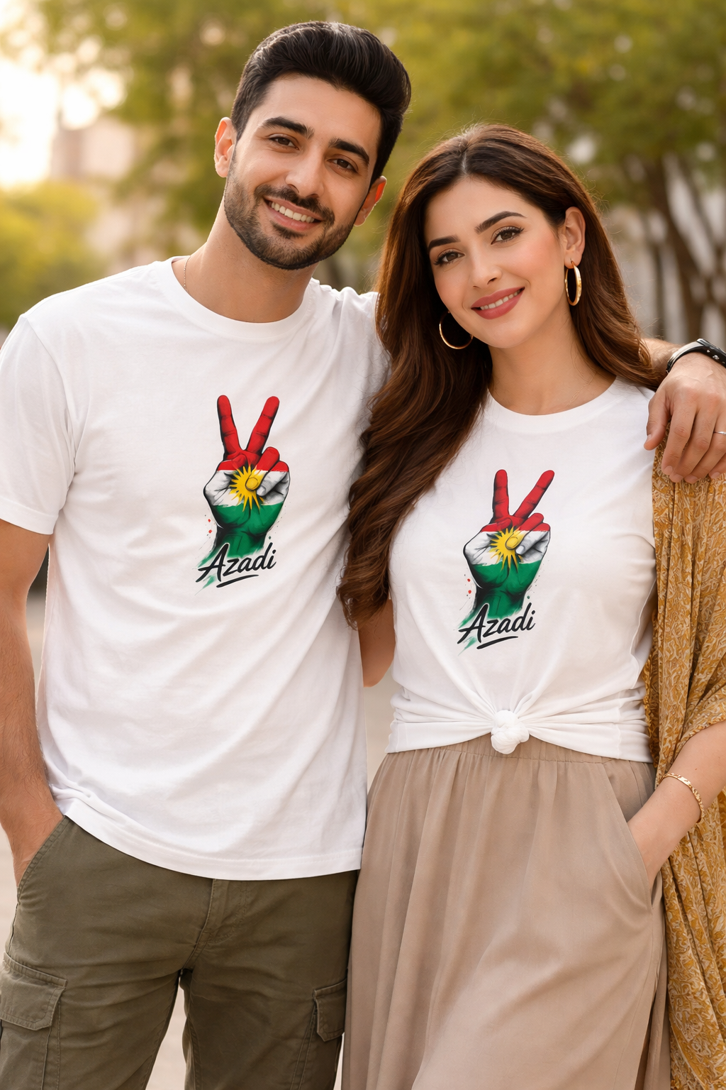 Azadi Freedom Hand – Kurdish Colors Victory Sign T-Shirt