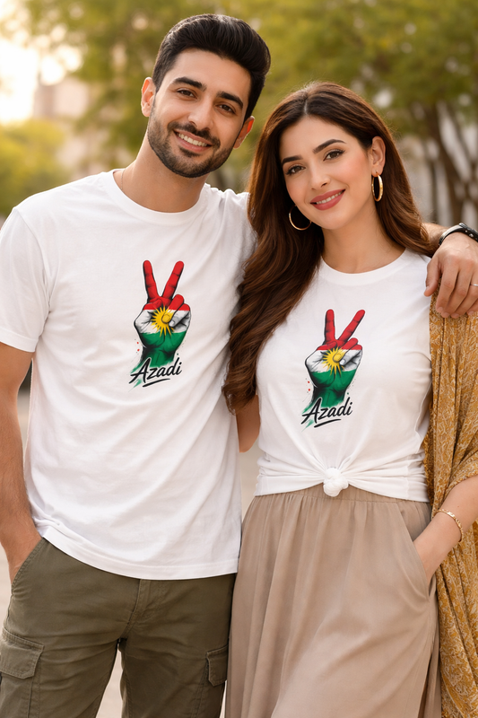 Azadi Freedom Hand – Kurdish Colors Victory Sign T-Shirt