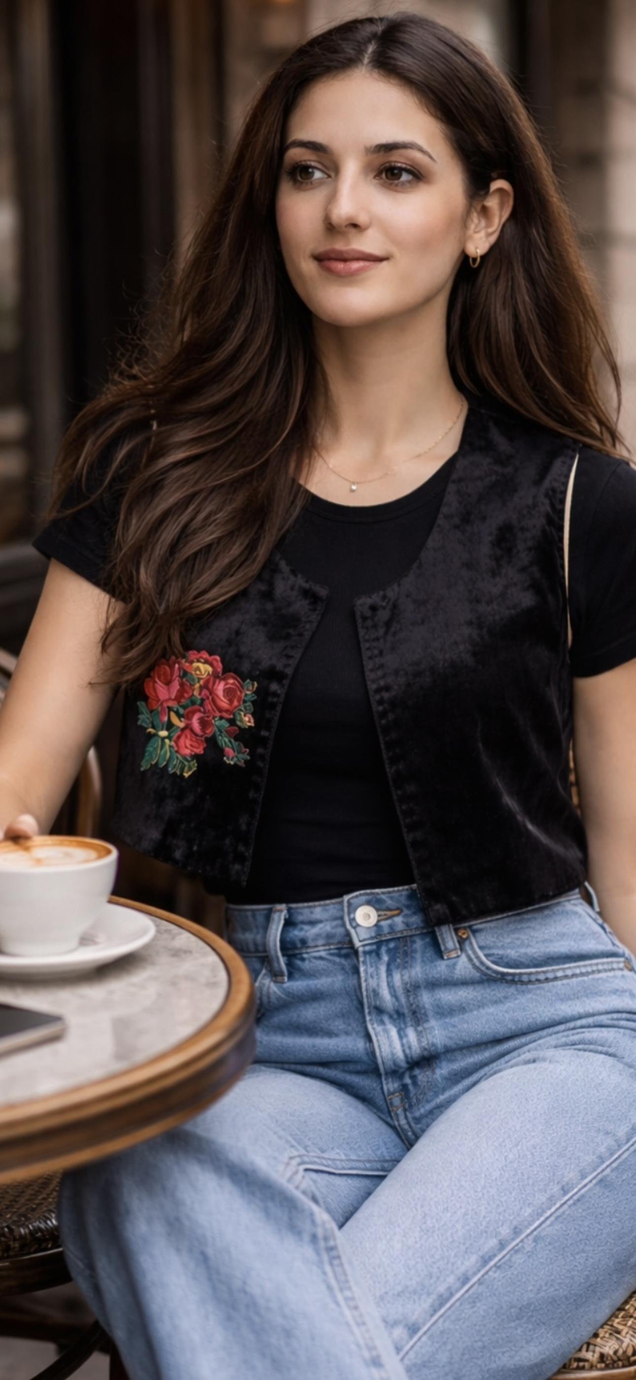 Traditional Kurdish clothing. Kurdish vest in Black with flower. Kurdish clothing with modern clothes