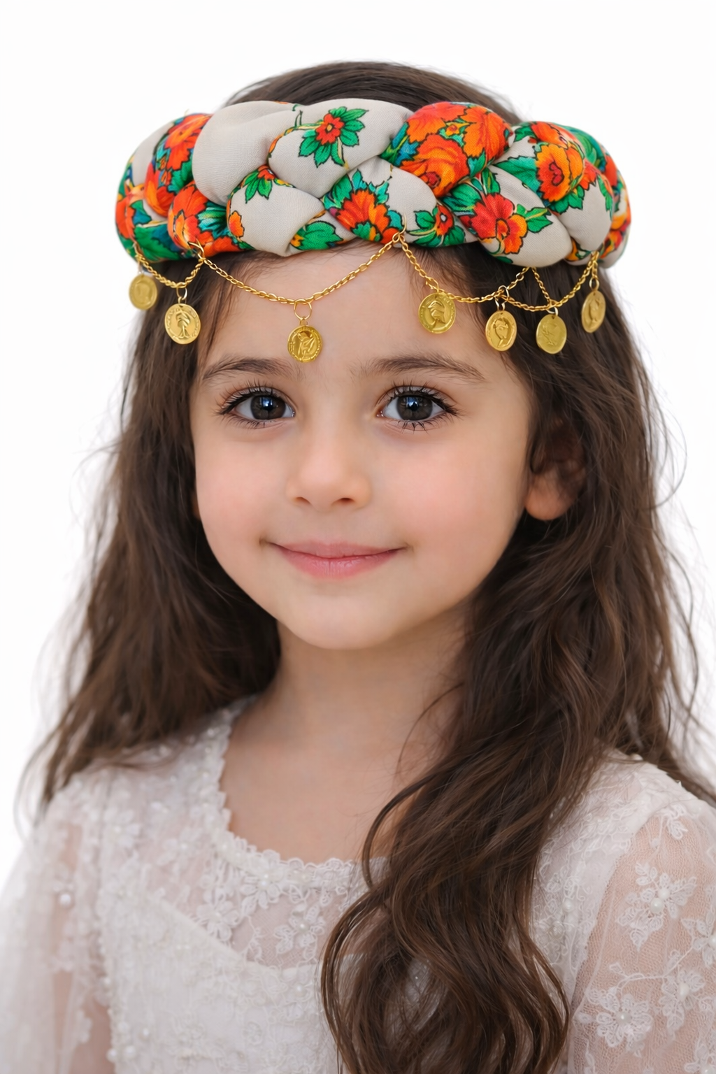 Kurdischer Kufi für Kinder – Traditionelle handgefertigte Kopfbedeckung in Weiß