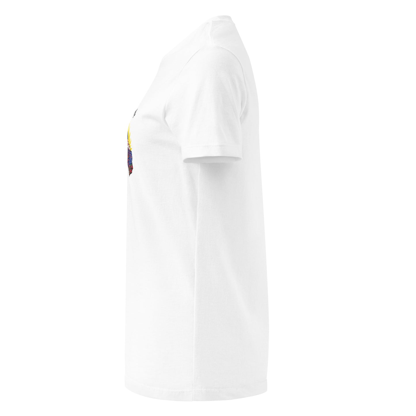 White t-shirt featuring a floral patterned Kurdistan map with sun rays and the text “Geli kurd yeke”